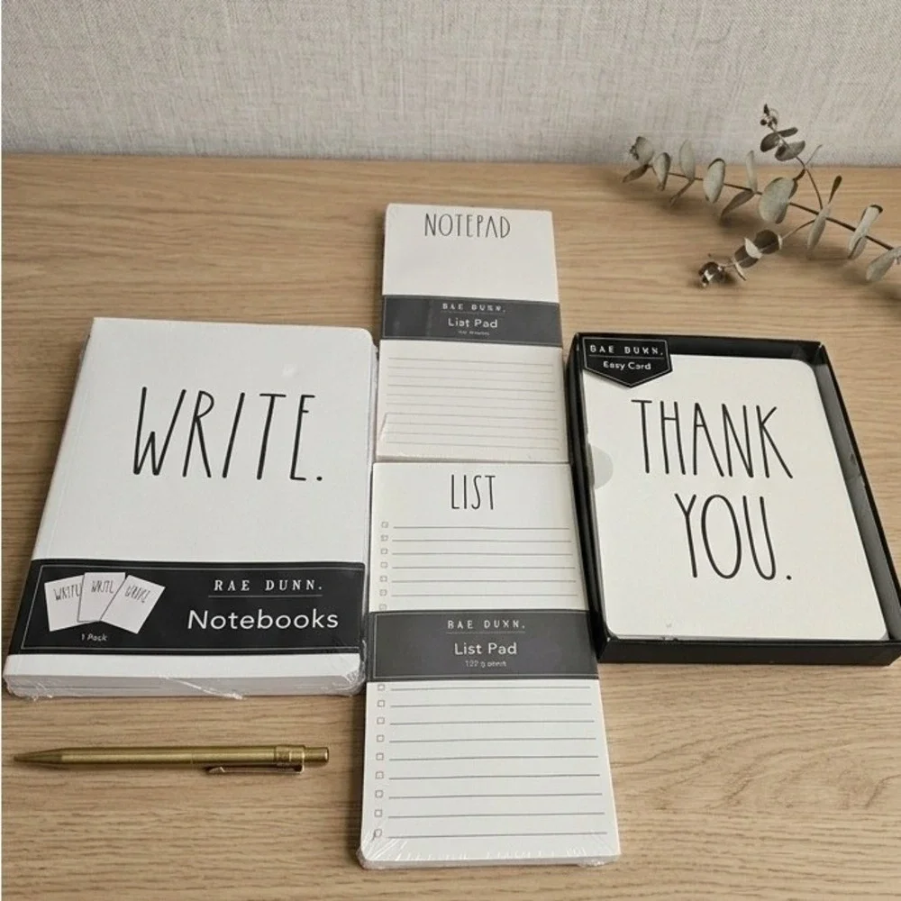 Rae‎ Dunn Office Stationery Bundle Write Notebook List Notepad Thank You New